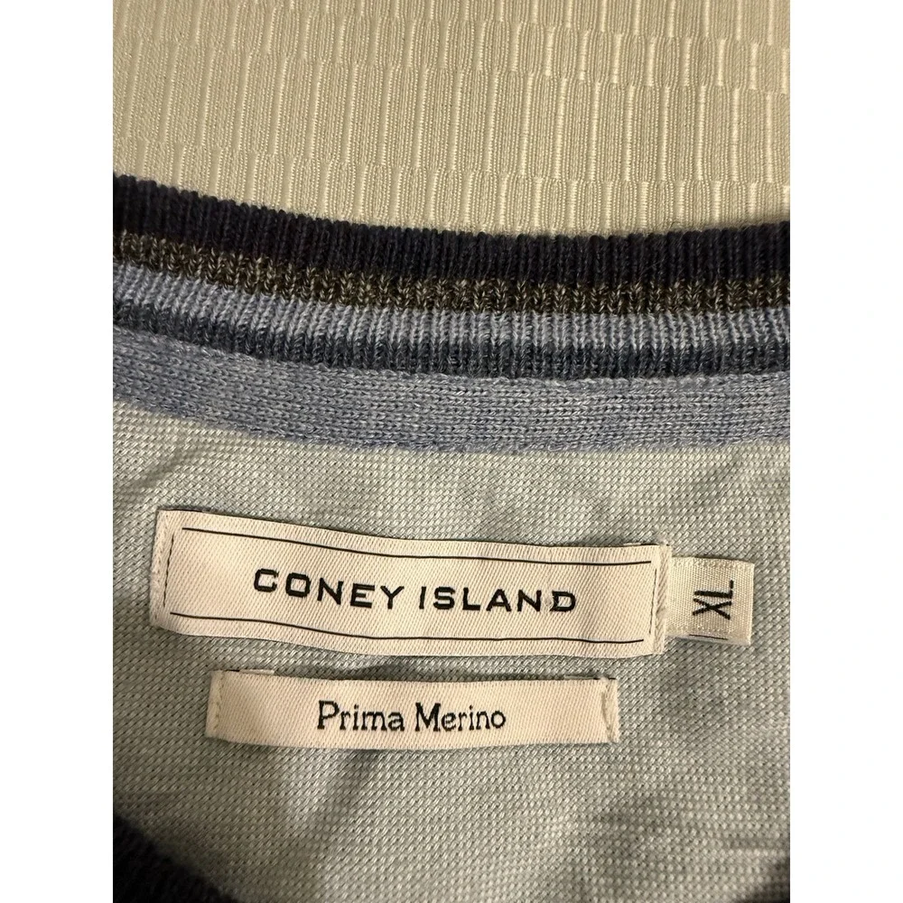 Men's CONEY ISLAND Crew Neck Prima Merino Wool Blue Size XL Sweater Pullover